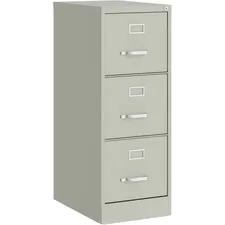 Lorell LLR 42298 — Lorell Fortress Commercial-grade Vertical File - 15 x 22 x 52 - 3 x Drawer(s) for File - Letter - Vertical - Ball-bearing Suspension, Removable Lock, Pull Handle, Wire Management - Gray - Steel, Aluminum - Recycled
