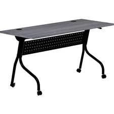 Lorell LLR 59487 — Lorell Charcoal Flip Top Training Table - Charcoal Rectangle, Melamine Top - Black Four Leg Base - 4 Legs - 60 Table Top Width x 23.60 Table Top Depth - 29.50 Height - Melamine