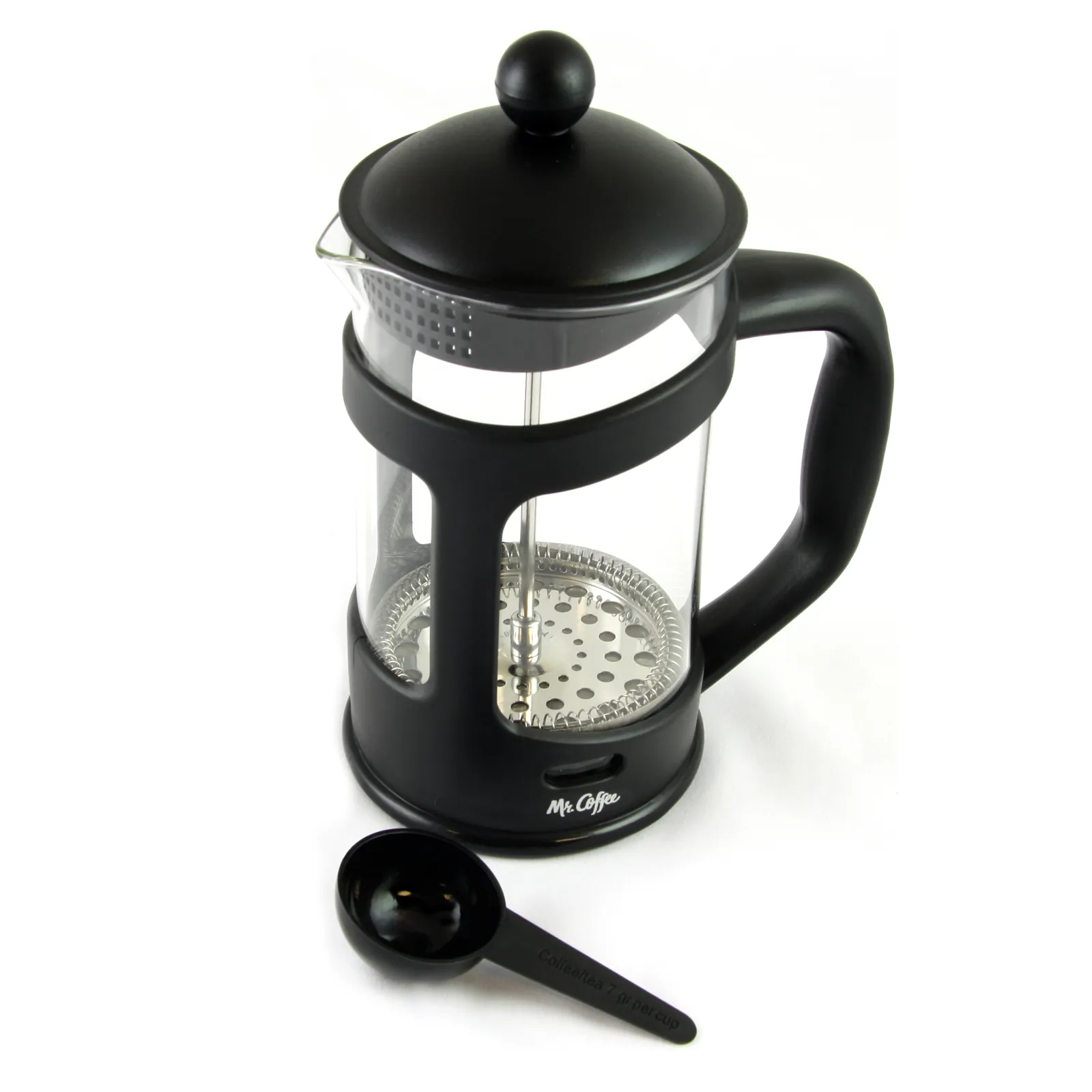 MR COFFEE 92303.02 — Mr. Coffee Brivio 28 Ounce Glass French Press Coffee Maker with Plastic Lid