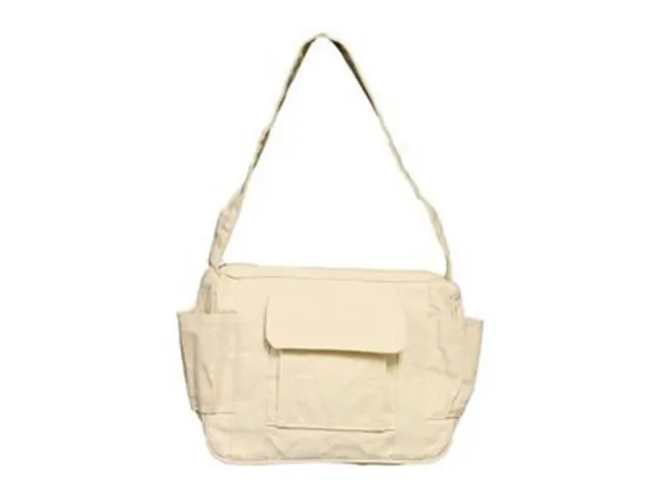 Bulk Buys GX167 — Customizable 11 Inch Beige Canvas Shoulder Tote