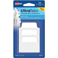 Avery Dennison AVE 74787 — Avery® UltraTabs Repositionable Multi-Use Tabs - 24 Tab(s) - 8 Tab(s)/Set - Clear Film, White Paper Tab(s) - 3