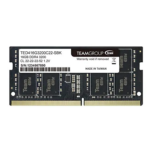 Team Group Inc TED416G3200C22-S01 — TEAMGROUP ELITE 16GB 260-PIN DDR4 SO-DIMM DDR4 3200 (PC4 25600) LAPTOP MEMORY MO
