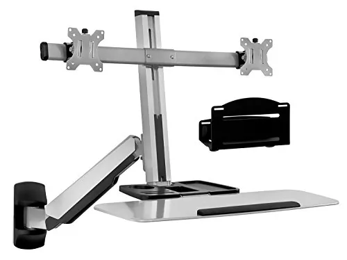 MountIt MI-7906 — Adjustable Sit-Stand Wall Mount for Dual Monitors