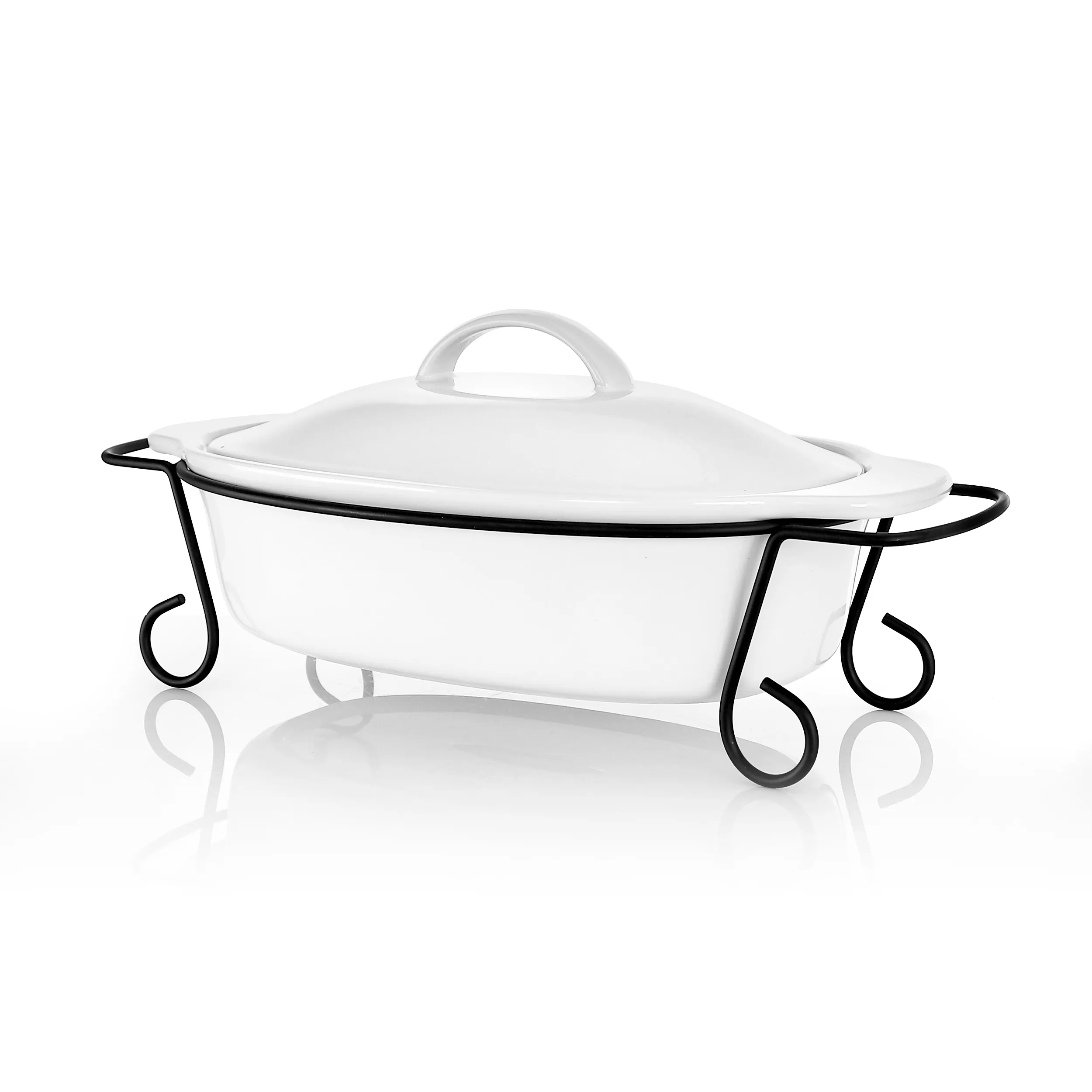 Gibson 124393.02 — Gibson Elite Gracious Dining 2 Piece Oval Stoneware Bakeware with Lid and Metal Rack