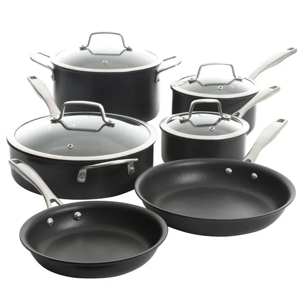 Kenmore 127621.10 — Kenmore Pro Arbor Heights 10 Piece Nonstick Aluminum Cookware Set in Black