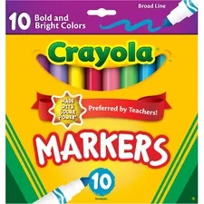 CRAYOLA CYO 587725 — Crayola Bright/Bold Broad Line Markers - Broad Marker Point - Conical Marker Point Style - Multicolor - 10 / Pack