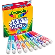 CRAYOLA CYO 587855 — Crayola Tropical Colors Pack Washable Markers - Broad Marker Point - Conical Marker Point Style - Plum, Golden Yellow, Azure, Copper, Emerald, Teal, Pumpkin, Raspberry, Kiwi, Primrose - 10 / Pack