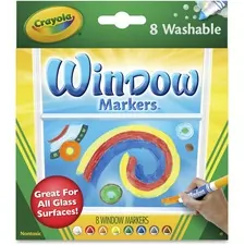 CRAYOLA CYO 588165 — Crayola Washable Window Markers - Conical Marker Point Style - Assorted - 8 / Set