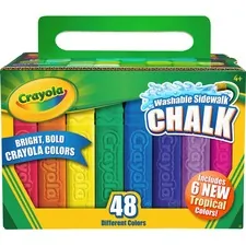 CRAYOLA CYO 512048 — Crayola Washable Sidewalk Chalk - 4 Length - 0.9 Diameter - Assorted - 48 / Box