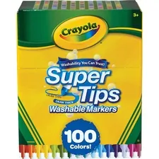 CRAYOLA CYO 585100 — Crayola Super Tips Washable Markers 100 unique colors washable - Perfect for any creative project, Crayola no-bleed Washable Super Tips can be used to write, draw or color in large areas, thanks to the specially-designed tips