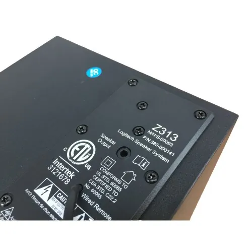 Logitech 980-000382-PB-RCA — Logitech Z313 3-Piece 2.1 Channel Multimedia Speaker System(Black/Silver)