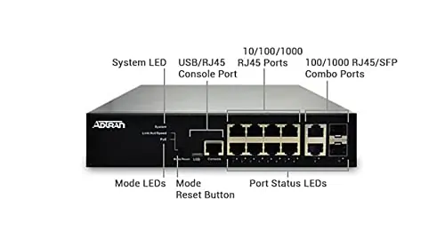 ADTRAN 17101561PF2 — NetVanta 1560-08 Switch - Managed PoE+ with 65W Output