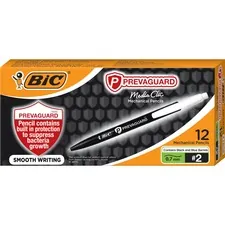 BIC BIC MPCMA11 — BIC Antimicrobial Mechanical Pencils - #2 Lead - 0.7 mm Lead Diameter - Black Lead - Blue Plastic, Black Barrel - 12 / Dozen