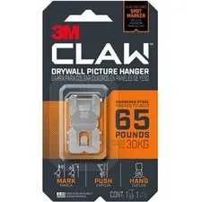3M MMM 3PH65M2ES — 3M CLAW Drywall Picture Hanger - 65 lb (29.48 kg) Capacity - 2 Length - for Pictures, Project, Mirror, Frame, Home, Decoration - Steel - Gray - 2 / Pack