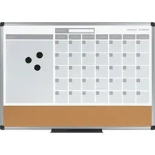 BI-SILQUE VISUAL COMMUNICATION PRODUCTS BVC MB0707186P — MasterVision 3-in-1 Monthly Dry-erase Calendar Board - Monthly - White - Plastic - 24 Height x 36 Width - Dry Erase Surface, Compact, Magnetic, Stain Resistant - 1 Each