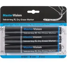 BI-SILQUE VISUAL COMMUNICATION PRODUCTS BVC PE4101 — Bi-silque Dry Erase Markers - 3 mm Marker Point Size - Bullet Marker Point Style - Black Gel-based Ink - 3 / Each