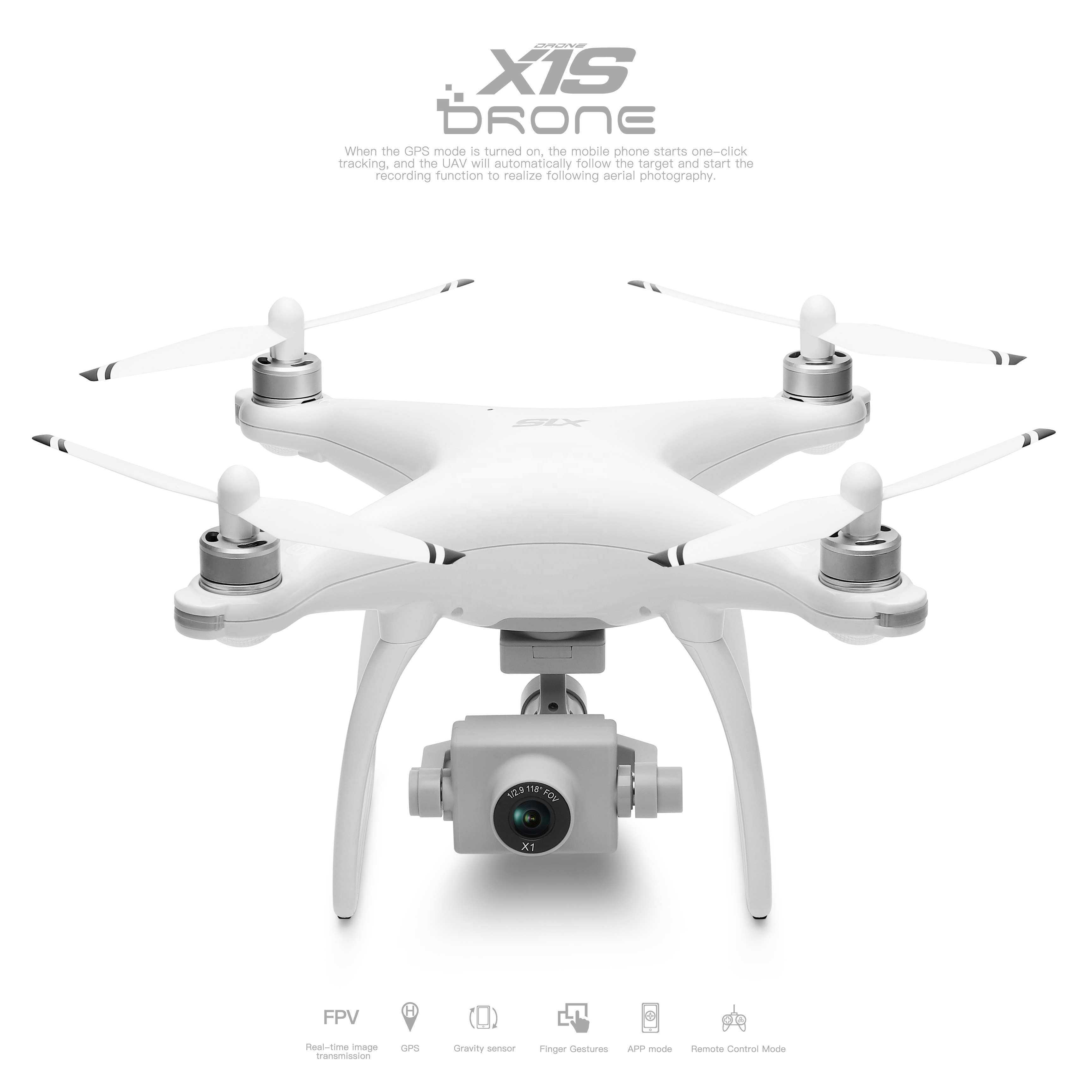 HEYYBIT X1S-White - WL Toys X1S 5G WiFi Aerial Photography 2 Model Control Quadc