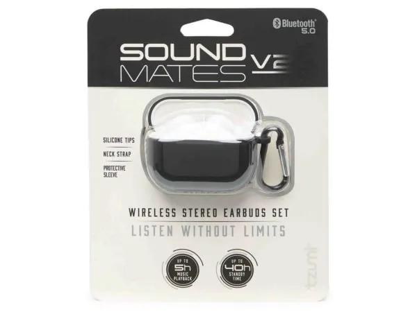 Bulk Buys EN872 — Soundmates True Wireless Earbuds V2 - Black Combo Pack