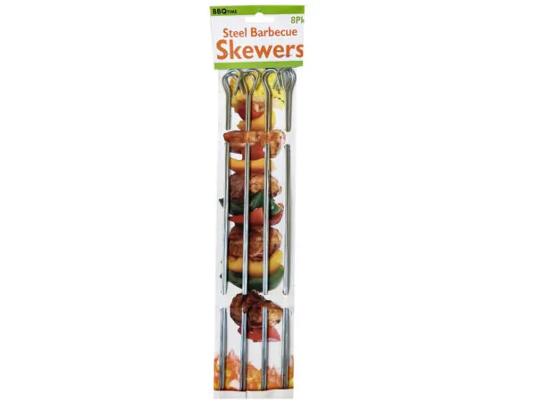 Bulk Buys HB436 — Premium Stainless Steel BBQ Grilling Skewers - 8 Pack