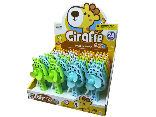Bulk Buys GE544 — Manual Giraffe Hand Action Fan - Multi-Color Set