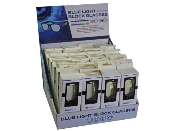 Bulk Buys GR354 — Stylish Adult Blue Light Blocking Glasses with Pouch