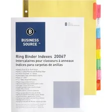 Business Source BSN 20067 — Business Source Reinforced Insertable Tab Indexes - 8 x Divider(s) - 8 Tab(s)/Set1.50 Tab Width - 8.5 Divider Width x 11 Divider Length - Letter - 3 Hole Punched - Buff Divider - Manila Tab(s) - 8 / Set
