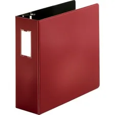 Business Source BSN 33118 — Business Source Slanted D-ring Binders - 4 Binder Capacity - 3 x D-Ring Fastener(s) - 2 Internal Pocket(s) - Chipboard, Polypropylene - Burgundy - PVC-free, Non-stick, Label Holder, Gap-free Ring, Non-glare, Heavy Duty, Open and Closed Triggers, Durable - 1 Each