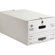 Business Source BSN 26747 — Business Source Medium Duty Legal Size Storage Box - Internal Dimensions: 15 Width x 24 Depth x 10 Height - External Dimensions: 15.3 Width x 24.1 Depth x 10.8 Height - Media Size Supported: Legal - Stackable - White - Recycled - 12 / Carton