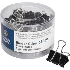 Business Source BSN 65369 — Business Source Small/Medium Binder Clips Set - Small, Medium - for Paper, Project, Document - 60 / Pack - Black - Steel, Zinc