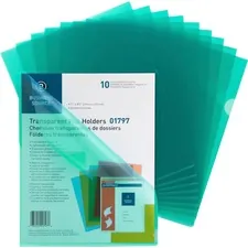 Business Source BSN 01797 — Business Source Letter File Sleeve - 8 1/2 x 11 - 20 Sheet Capacity - Polypropylene - Green - 10 / Pack