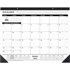 ACCO Brands AAG SK3000BD — At-A-Glance Classic Monthly Desk Pad - Monthly - 1 Year - January 2022 till December 2022 - 1 Month Single Page Layout - 24 x 19 Sheet Size - Desktop - White - Paper - Non-refillable - 4 / Bundle