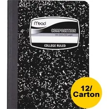 ACCO Brands MEA 09932CT — Mead Composition Book - Sewn - 7 1/2 x 9 3/4 - Black Paper - Black Marble Cover - 12 / Carton