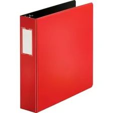 Business Source BSN 33112 — Business Source Slanted D-ring Binders - 2 Binder Capacity - 3 x D-Ring Fastener(s) - 2 Internal Pocket(s) - Chipboard, Polypropylene - Red - PVC-free, Non-stick, Spine Label, Gap-free Ring, Non-glare, Heavy Duty, Open and Closed Triggers - 1 Each