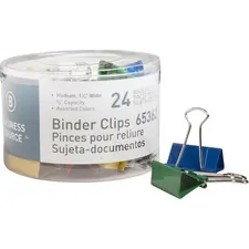 Business Source BSN 65362 — Business Source Colored Fold-back Binder Clips - Medium - 1.3 Width - 0.63 Size Capacity - 24 / Pack - Assorted - Steel