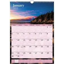 ACCO Brands AAG DMW20028 — At-A-Glance Scenic Monthly Wall Calendar - Monthly - 1 Year - January 2022 till December 2022 - 1 Month Single Page Layout - 12 x 17 Sheet Size - 1.50 x 1.50 Block - Wire Bound - White - Chipboard, Paper - Hanging Loop, Reference Calendar, Full-Color Scenic Photos - 1 Each
