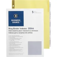 Business Source BSN 20066 — Business Source Insertable 5-Tab Ring Binder Indexes - 5 x Divider(s) - 5 Tab(s)/Set2 Tab Width - 8.5 Divider Width x 11 Divider Length - Letter - 3 Hole Punched - Buff Divider - Clear Tab(s) - 5 / Set