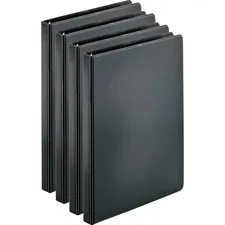 Business Source BSN 28526BD — Business Source Basic Round Ring Binders - 1/2 Binder Capacity - Letter - 8 1/2 x 11 Sheet Size - 125 Sheet Capacity - 3 x Round Ring Fastener(s) - Internal Pocket(s) - Chipboard, Polypropylene - Black - Exposed Rivet, Sturdy - 4 / Bundle