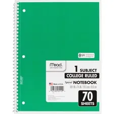 ACCO Brands MEA 05512BD — Mead One-subject Spiral Notebook - 70 Sheets - Spiral - 8 x 10 1/2 - White Paper - Tan Cover - Board Cover - Heavyweight, Punched - 12 / Bundle