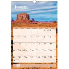 ACCO Brands AAG DMW20128 — At-A-Glance Scenic Monthly Wall Calendar - Monthly - 1 Year - January 2022 till December 2022 - 1 Month Single Page Layout - 15 1/2 x 22 3/4 Sheet Size - 2 x 2.25 Block - White - Chipboard, Paper - Hanging Loop, Reference Calendar, Full-Color Scenic Photos - 1 Each