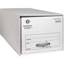 Business Source BSN 26754 — Business Source Drawer Storage Boxes - External Dimensions: 12.5 Width x 23.3 Depth x 10.3Height - Media Size Supported: Letter - Light Duty - Stackable - White - For File - Recycled - 6 / Carton