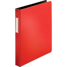 Business Source BSN 33108 — Business Source Slanted D-ring Binders - 1 Binder Capacity - 3 x D-Ring Fastener(s) - 2 Internal Pocket(s) - Chipboard, Polypropylene - Red - PVC-free, Non-stick, Spine Label, Gap-free Ring, Non-glare, Heavy Duty, Open and Closed Triggers - 1 Each