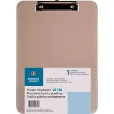 Business Source BSN 01870 — Business Source Transparent Plastic Clipboard - 8 1/2 x 11 - Low-profile - Plastic - Smoke - 1 Each