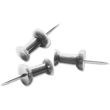 Business Source BSN 81008 — Business Source Pushpins - 0.25 Head - for Office, Bulletin Board, Corkboard - 100 / Box - Silver - Steel, Aluminum