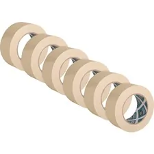 Business Source BSN 16462PK — Business Source Utility-purpose Masking Tape - 60 yd Length x 2 Width - 3 Core - Crepe Paper Backing - 6 / Pack - Tan