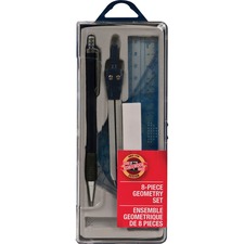 CHARTPAK/PICKETT KOH S850400BC - Chartpak Koh-I-Noor 8-piece Geometry Set - 8 Piece(s) - Silv