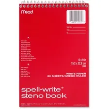 ACCO Brands MEA 43082 — MeadWestvaco Spell-Write Steno Book - 80 Sheets - 6 x 9 - White Paper - 1 Each