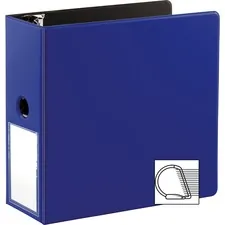 Business Source BSN 33123 — Business Source 5 D-Ring Binder - 5 Binder Capacity - 1050 Sheet Capacity - Slant D-Ring Fastener(s) - Internal Pocket(s) - Navy - Transparent, Lay Flat, Label Holder, Spine - 1 Each