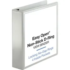 Business Source BSN 26959 — Business Source Locking D-Ring View Binder - 2 Binder Capacity - Letter - 8 1/2 x 11 Sheet Size - 500 Sheet Capacity - D-Ring Fastener(s) - 4 Inside Front & Back Pocket(s) - Polypropylene, Chipboard - White - Recycled - Acid-free, Non-glare, Clear Overlay, Locking Ring, Non-stick, Exposed Rivet, Sturdy - 1 Each