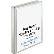 Business Source BSN 26955 — Business Source Locking D-Ring View Binder - 1 Binder Capacity - Letter - 8 1/2 x 11 Sheet Size - 200 Sheet Capacity - D-Ring Fastener(s) - 4 Inside Front & Back Pocket(s) - Polypropylene, Chipboard - White - Recycled - Non-glare, Acid-free, Exposed Rivet, Locking Ring, Non-stick - 1 Each