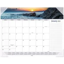 ACCO Brands AAG 89803 — At-A-Glance Panoramic Seascape Scene Monthly Desk Pad - Julian Dates - Monthly - 1 Year - January 2022 till December 2022 - 1 Month Single Page Layout - 22 x 17 Sheet Size - 2.25 x 2.13 Block - Desktop - Poly, Paper - 1 Each